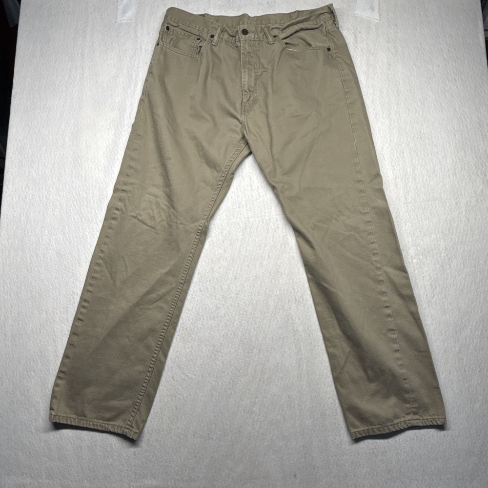 Levi's 505 Mens Pants Khaki Chino Straight Fit Cotton Casual Brown Levis W38X32 - Picture 1 of 15